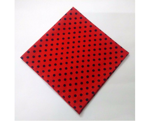 Black on Red - 12" POLKA DOT Unisex Men Women Pocket Square Handkerchief Hanky - 100% Cotton